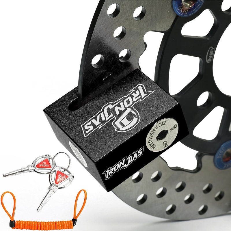 Grapelet Motorcycle Disc Lock Anti-Theft Wheel Brake Lock Waterproof Alloy with Reminder Cable and 2 Keys, Alarm-Free for Motorbike, E-Scooter, Mountain Bike - Image 1